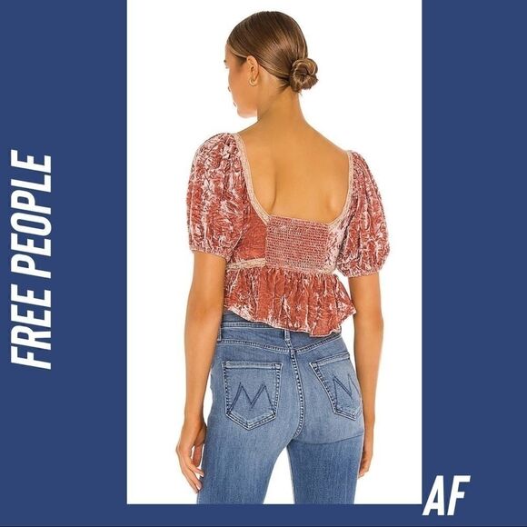 FREE PEOPLE YOURS TRULY VELVET CROP TOP IN MAUVE - Picture 3 of 7